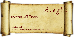 Avram Áron névjegykártya